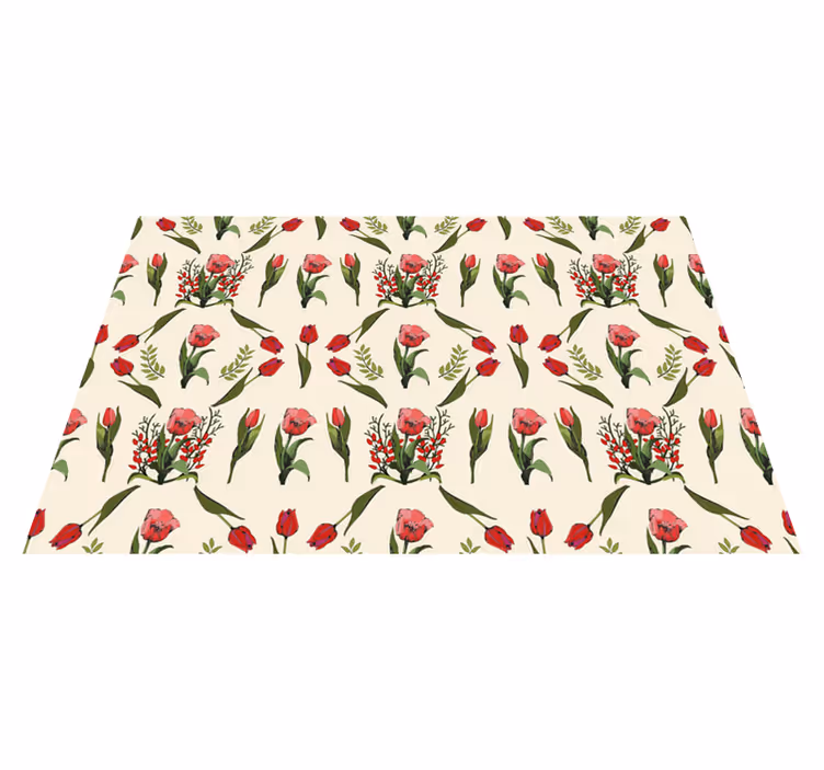 Mantel individual elegante Primavera con tulipanes rojos - TenVinilo