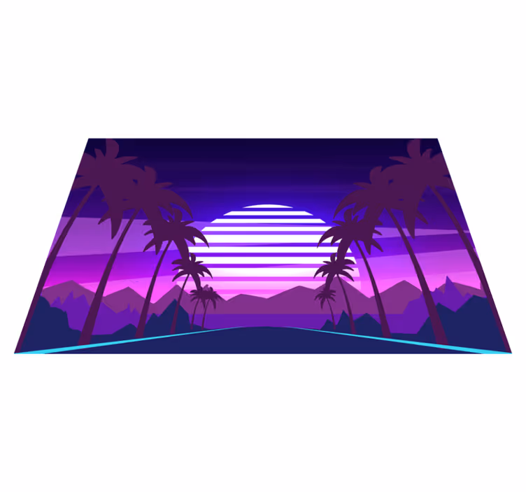 Individual mesa moderno paisaje tropical al atardecer - TenVinilo