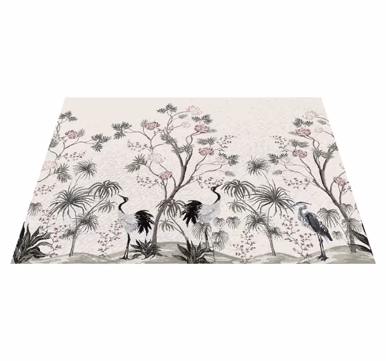 Individual mesa infantil grullas entre flores - TenVinilo