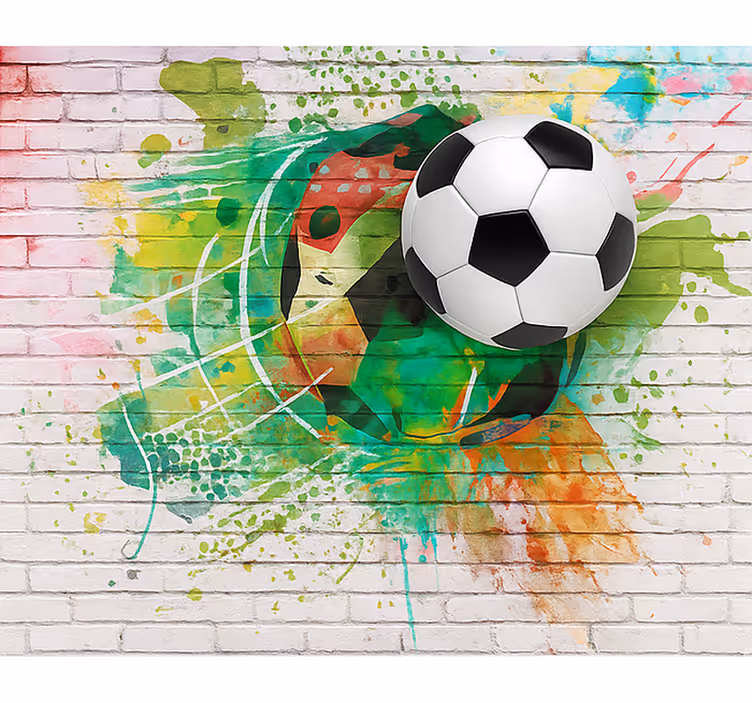 Mural juvenil balón de fútbol multicolor - TenVinilo