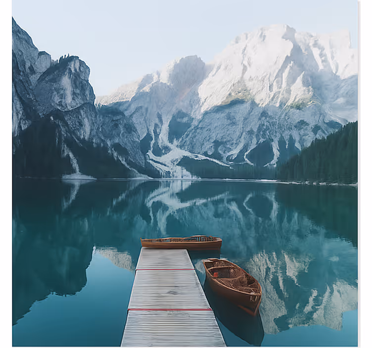 Mural de montañas lago di braies, dolomitas - TenVinilo