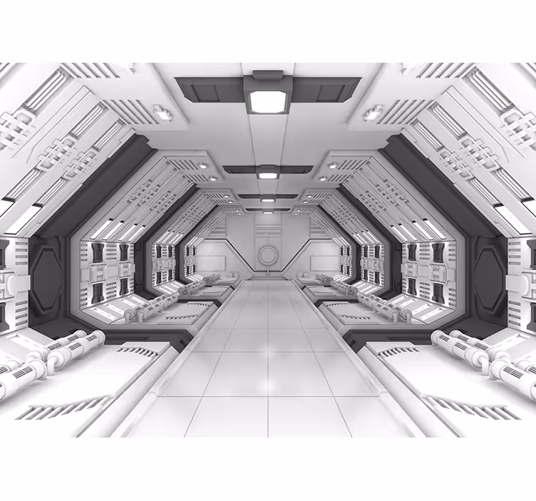 Fotomural 3D nave espacial blanca - TenVinilo
