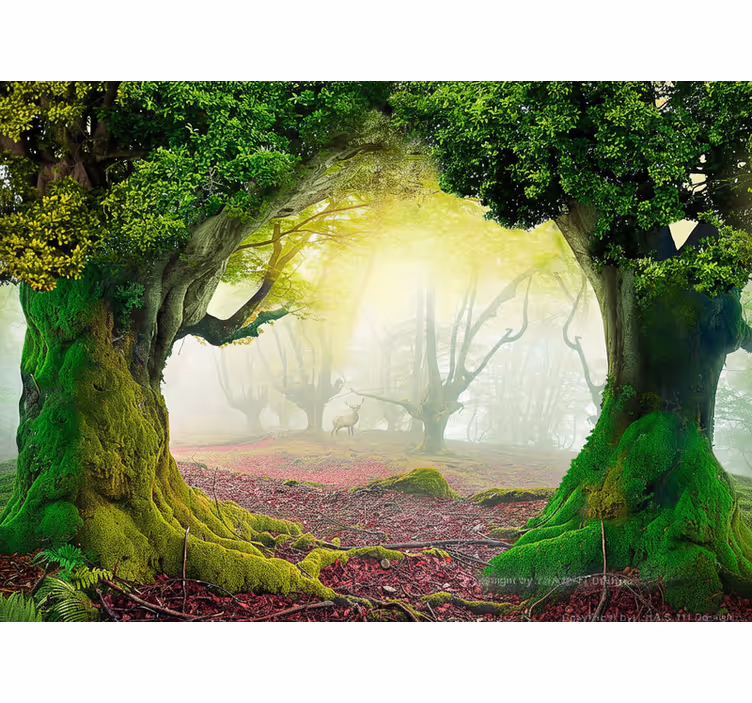Mural de naturaleza portal del bosque eterno - TenVinilo