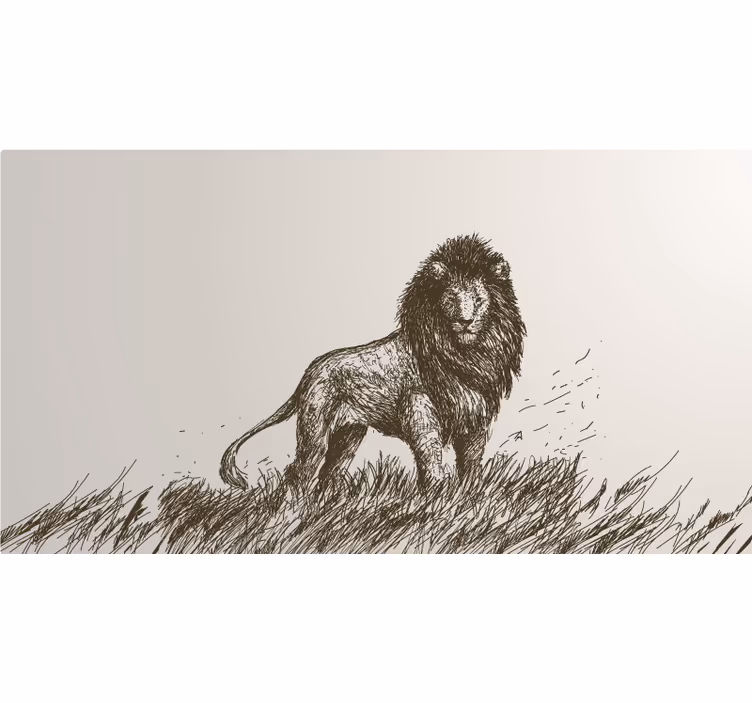 Mural africano león realista - TenVinilo