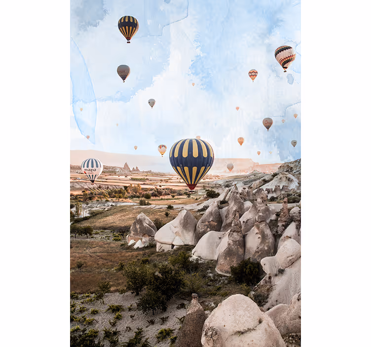 Mural de desierto con globos de aire en capadocia - TenVinilo