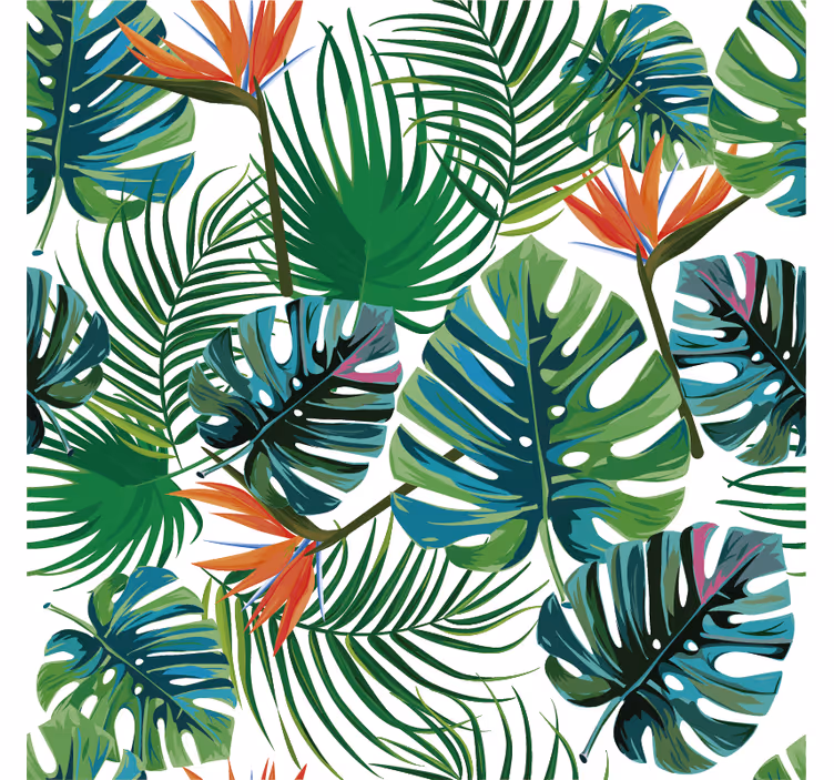 Mural de selva con motivos tropicales - TenVinilo