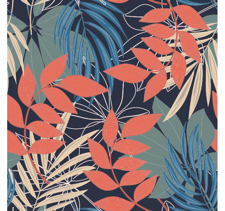 Mural de selva patrón moderno elegante de fauna y flora - TenVinilo
