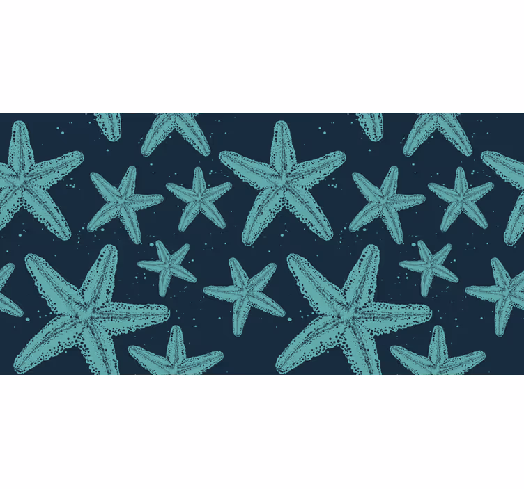 Mural baño starfish tonos azules muebles - TenVinilo
