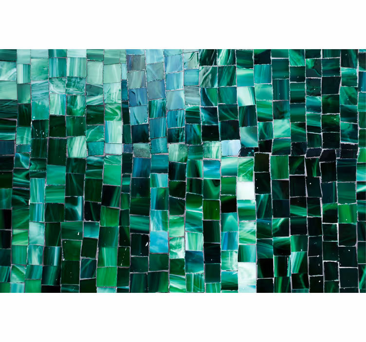 Mural baño mosaico verde degradado - TenVinilo