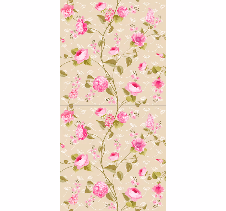 Mural baño estampado floral vintage - TenVinilo