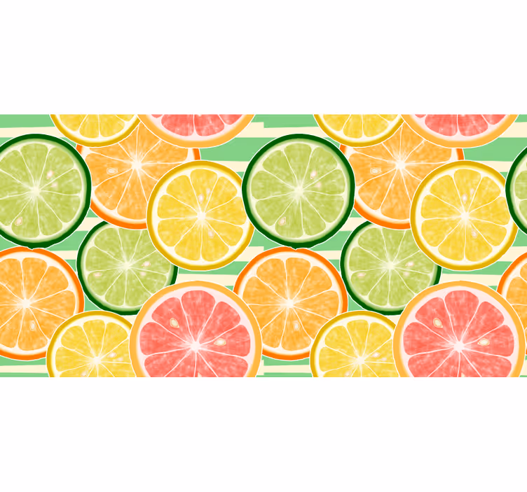 Mural para cocina patrón de frutas cítricas - TenVinilo