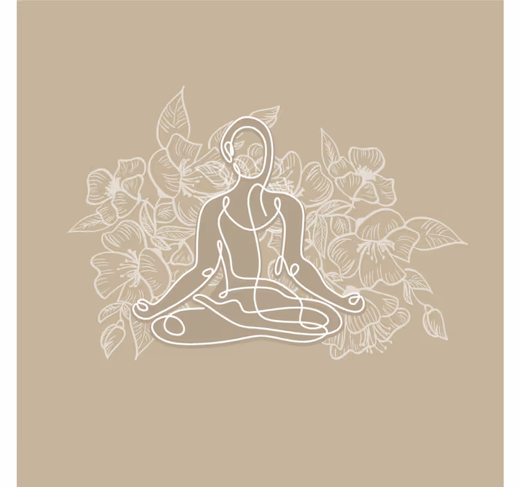 Papel mural beige mujer meditando en yoga - TenVinilo