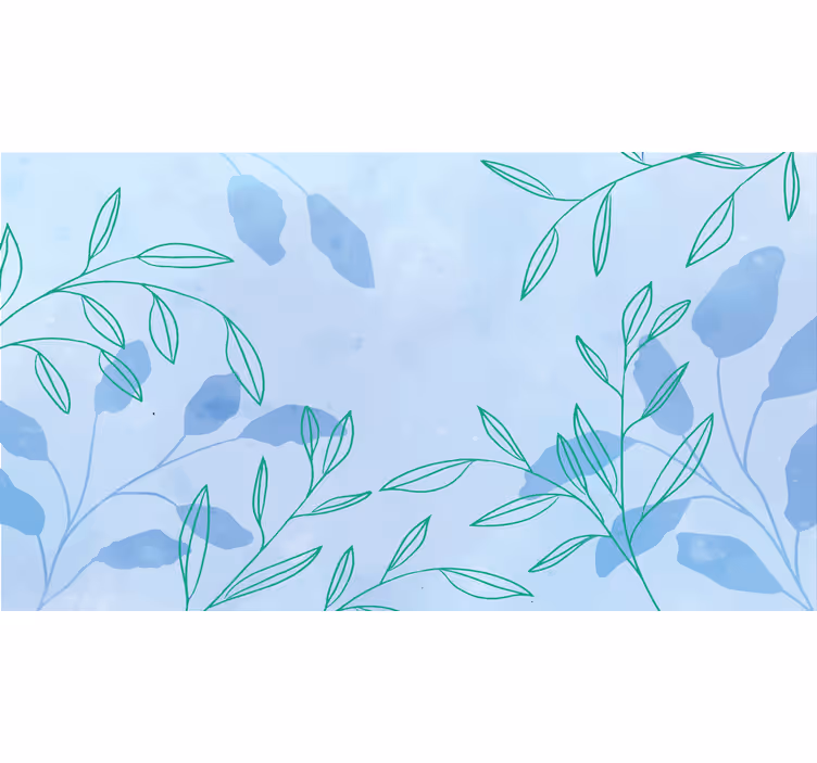 Papel mural azul hojas elegantes acuareladas - TenVinilo
