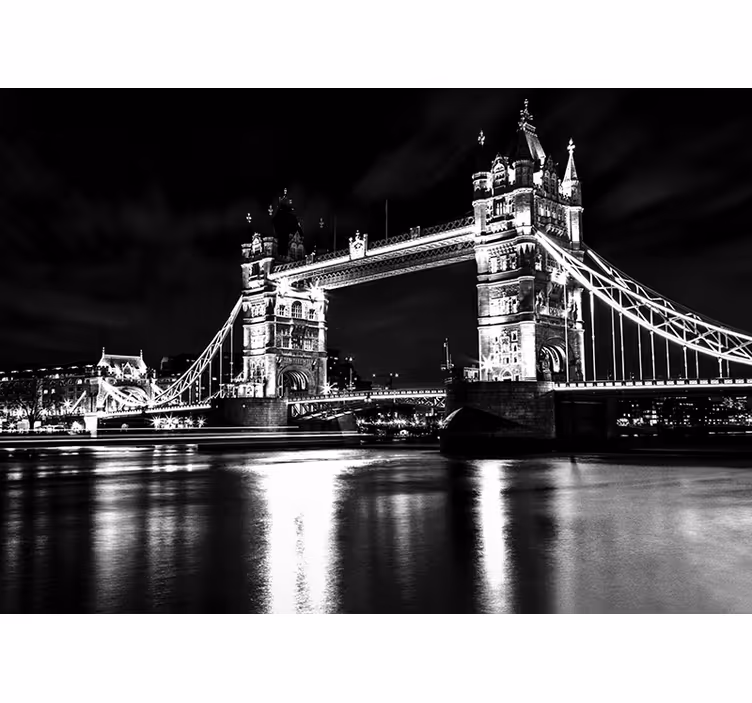 Papel mural negro puente de londres de noche - TenVinilo