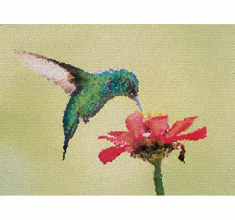 Mural para recibidor mosaico de pájaros coloridos - TenVinilo