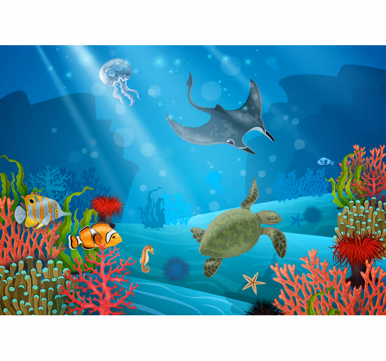 Papel mural de pared del mar bajo el agua - TenVinilo