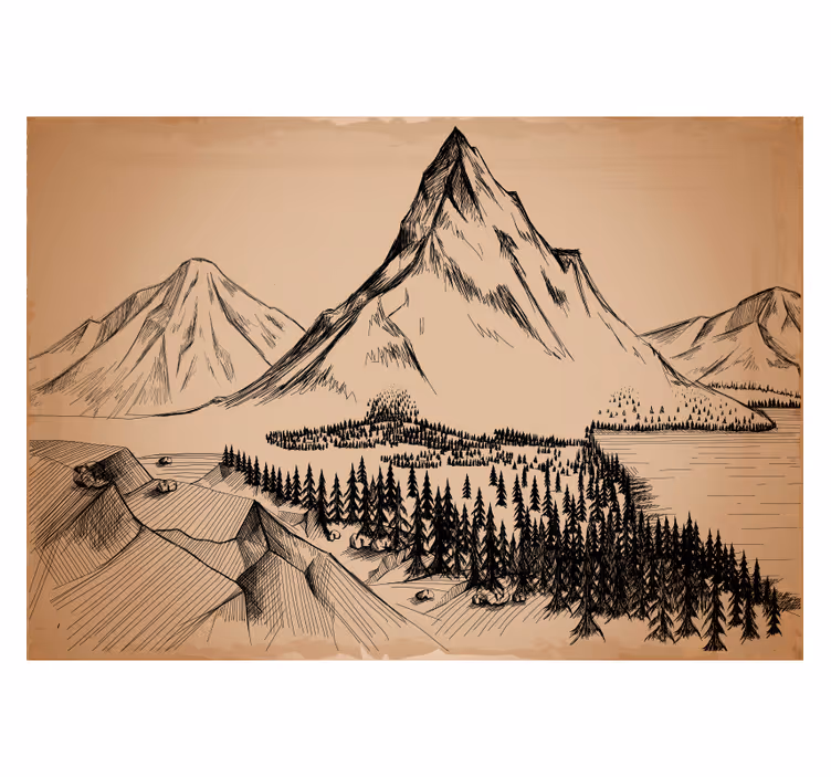 Fotomural vintage con paisaje de montaña - TenVinilo