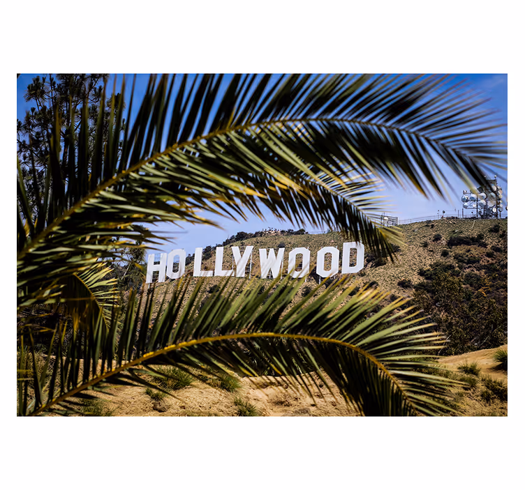 Fotomural pared de árbol y cartel de Hollywood - TenVinilo