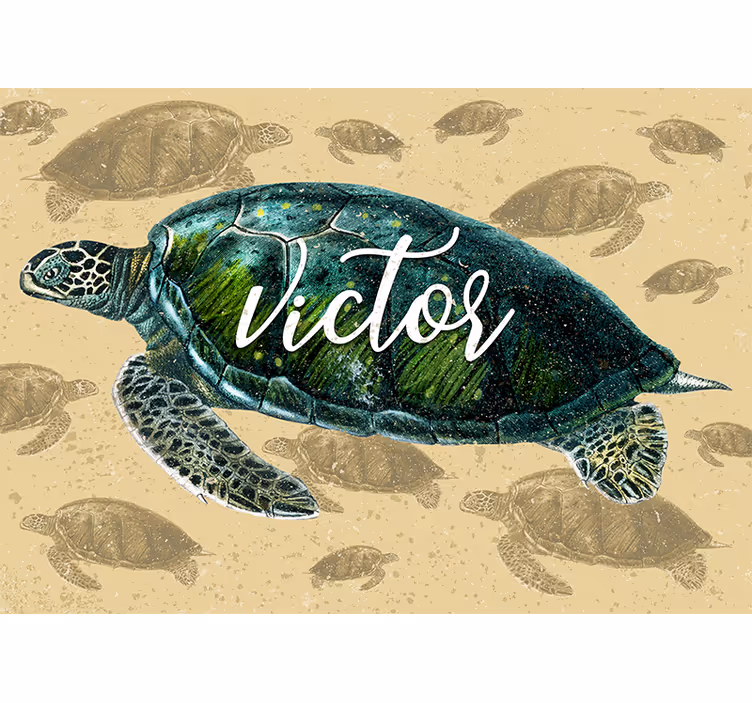 Fotomural animales tortuga marina con nombre - TenVinilo