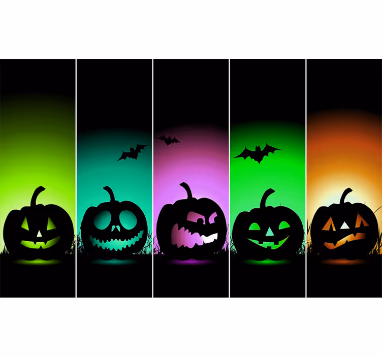 Mural para salón calabazas de varios colores - TenVinilo