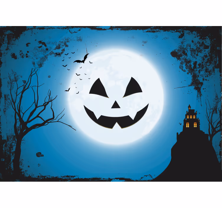 Mural Halloween sonrisa de calabaza espeluznante - TenVinilo