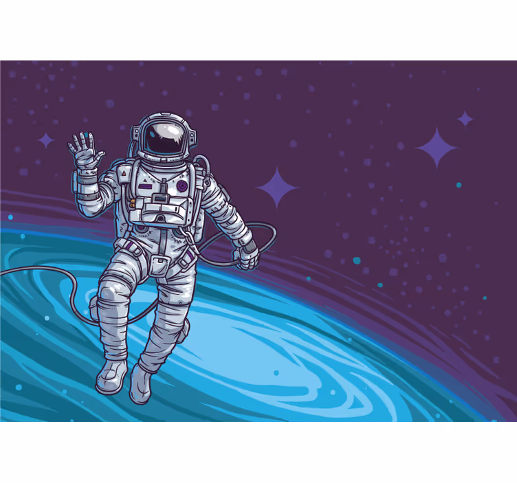 Mural para salón Cosmonauta de ilustración - TenVinilo