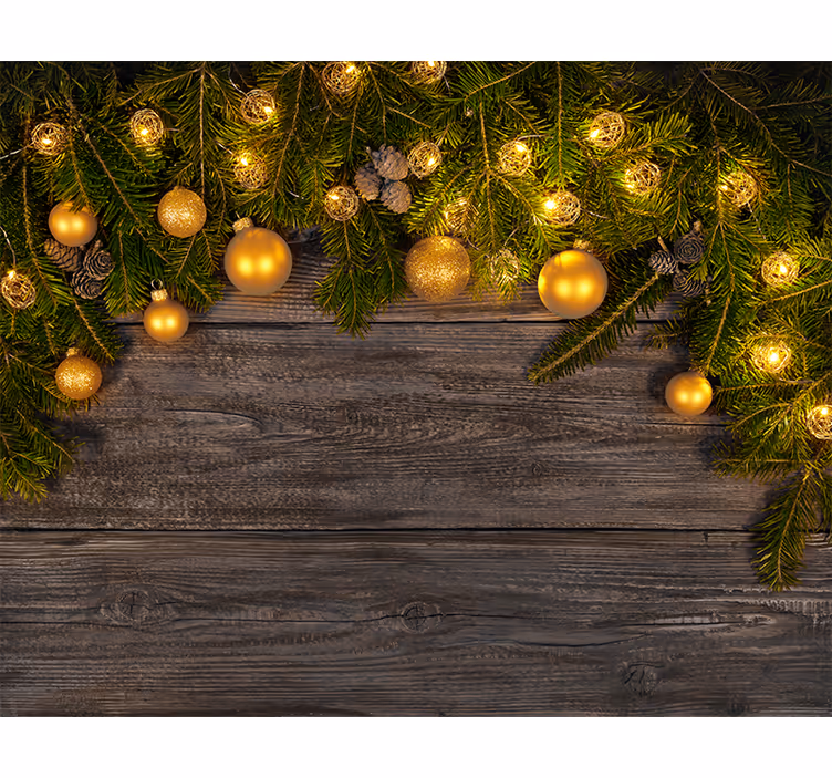 Mural de navidad elegancia navideña dorada - TenVinilo