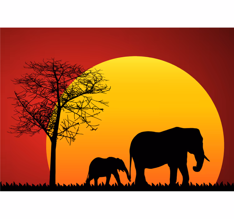 Fotomural africano Puesta de sol de la sabana - TenVinilo