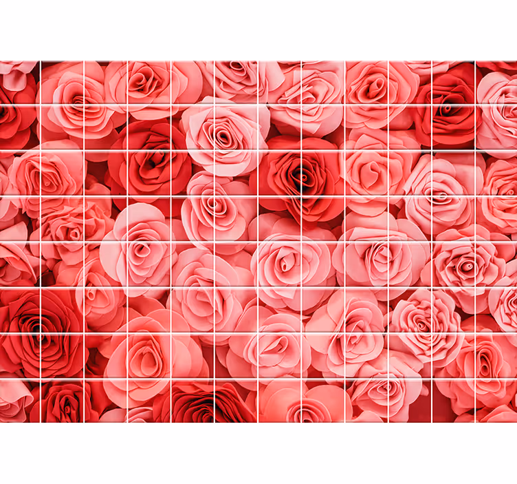Mural de flores exhibición de ramos de rosas - TenVinilo