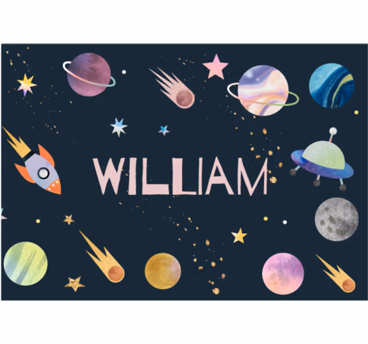 Mural del espacio cohete y planetas - TenVinilo