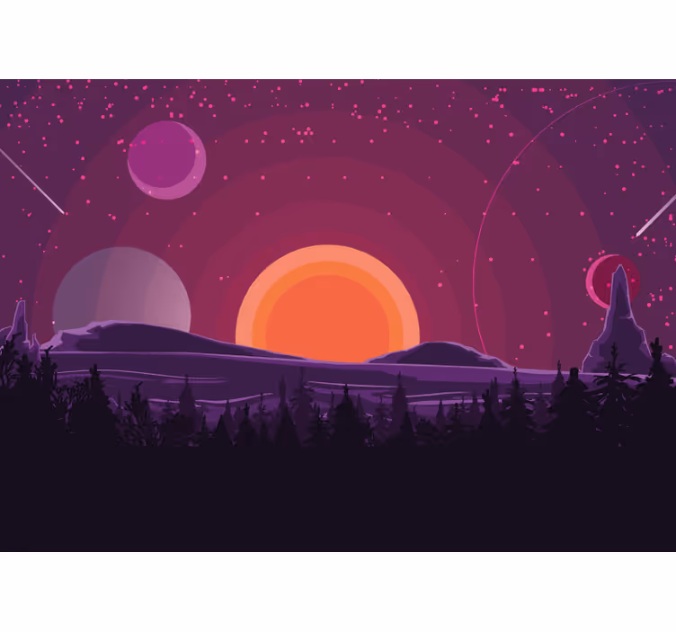 Murales infantiles Sol detrás de la montaña - TenVinilo