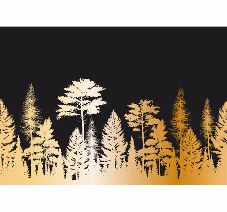 Mural de bosque siluetas de árboles rústicos - TenVinilo