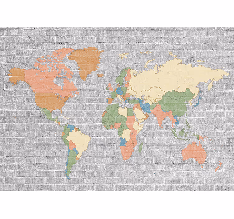Mural mapamundi atlas global extensivo - TenVinilo