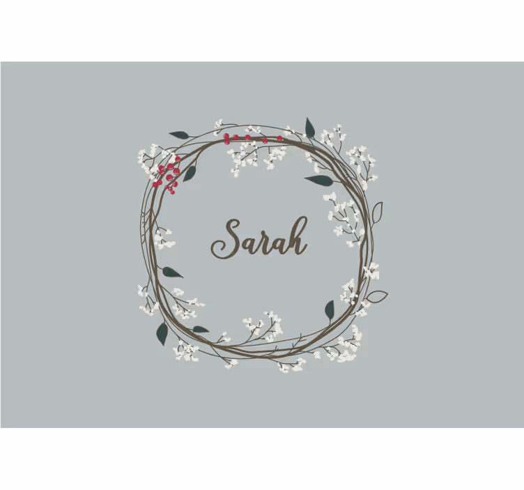 Fotomural personalizable Corona de flores con nombre - TenVinilo