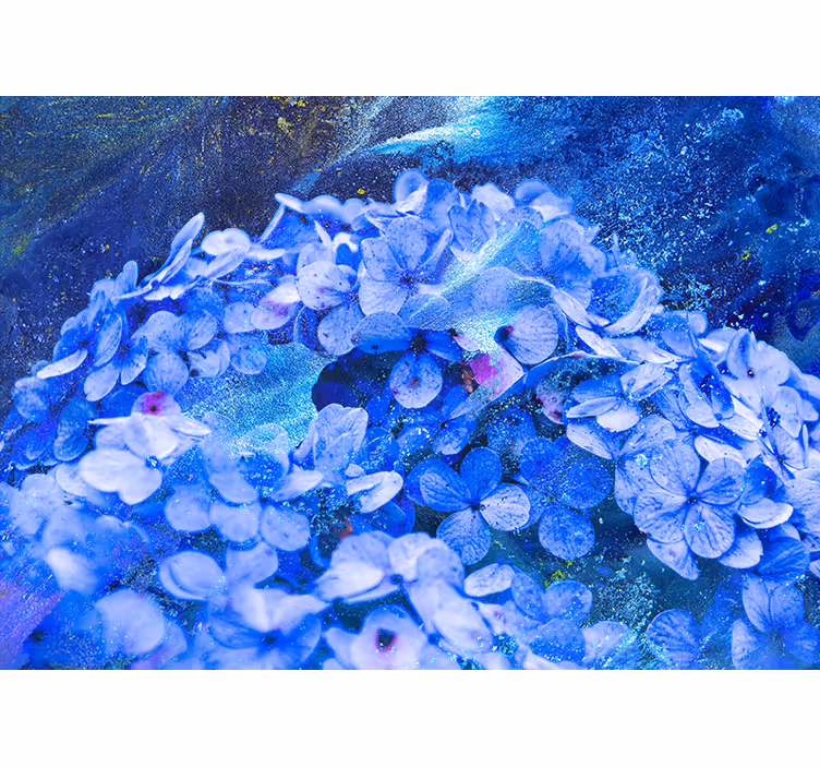 Mural de flores arreglo floral azul - TenVinilo
