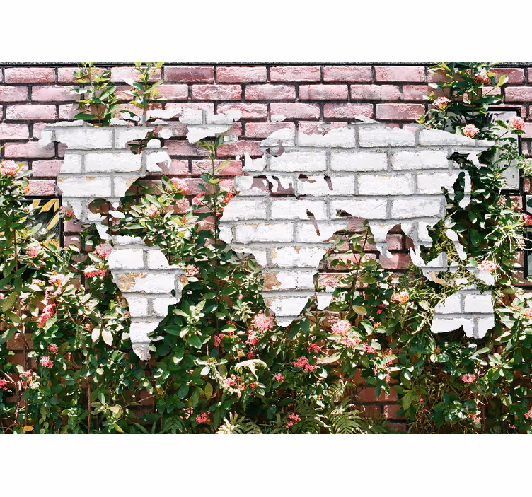 Mural mapamundi mapa del mundo florecido - TenVinilo