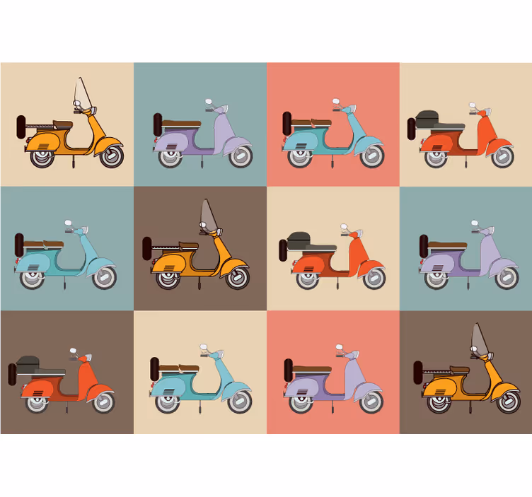 Mural de vehículos patrón de scooter retro - TenVinilo