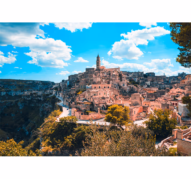 Mural ciudad paisaje histórico de matera - TenVinilo