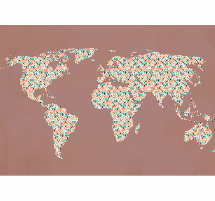 Mural mapamundi patrón de mapa del mundo - TenVinilo