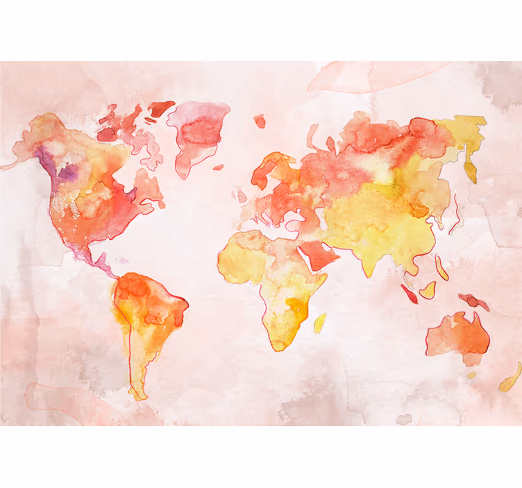 Mural mapamundi mapa global acuarelado - TenVinilo