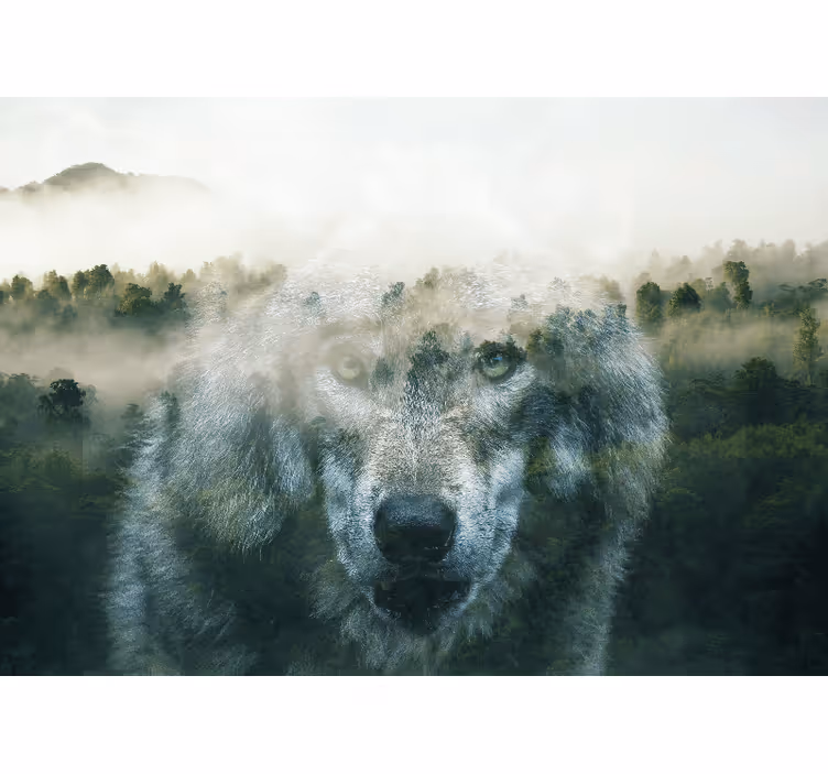 Mural de animales retrato del lobo regalado - TenVinilo