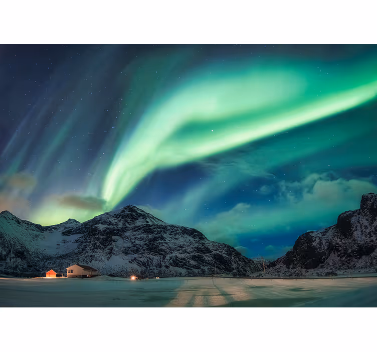 Mural de naturaleza espectáculo de auroras boreales - TenVinilo