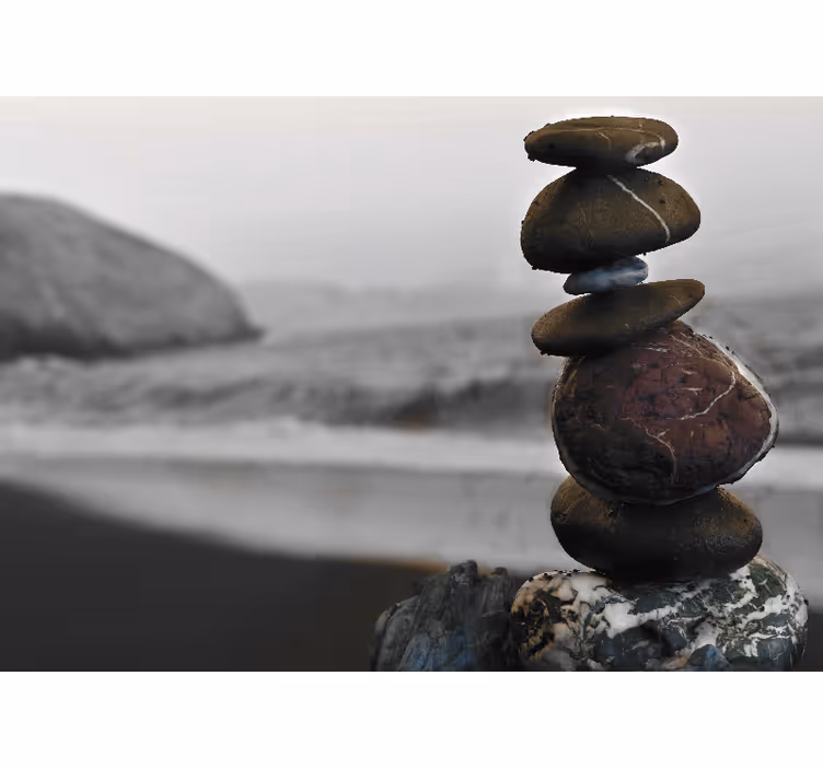 Mural zen pilas de piedras equilibradas - TenVinilo