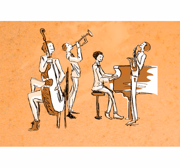 Mural de música actuación de banda de jazz - TenVinilo