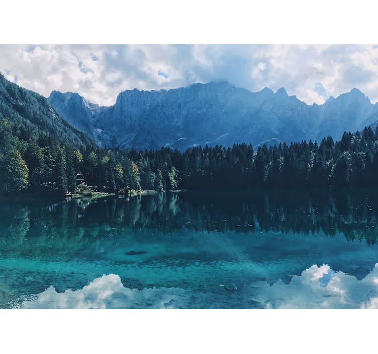 Mural de paisajes lago eco de montaña - TenVinilo