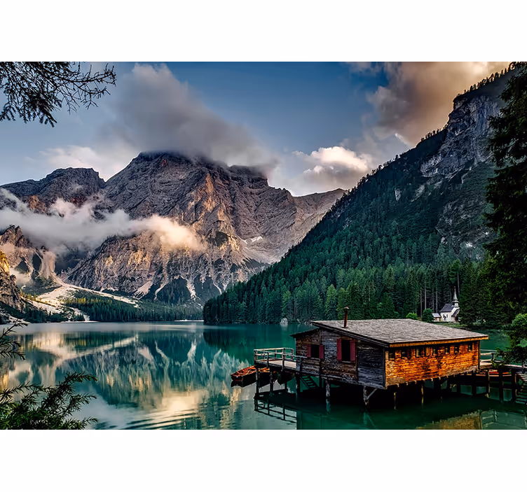 Mural de paisajes escape al lago de montaña - TenVinilo