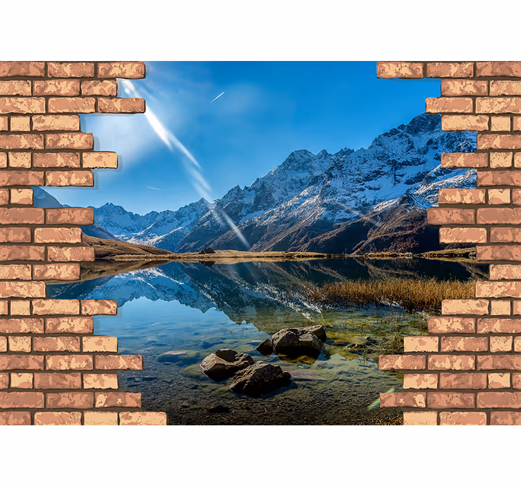 Fotomural imitación ladrillo Pared de ladrillo 3d con foto - TenVinilo