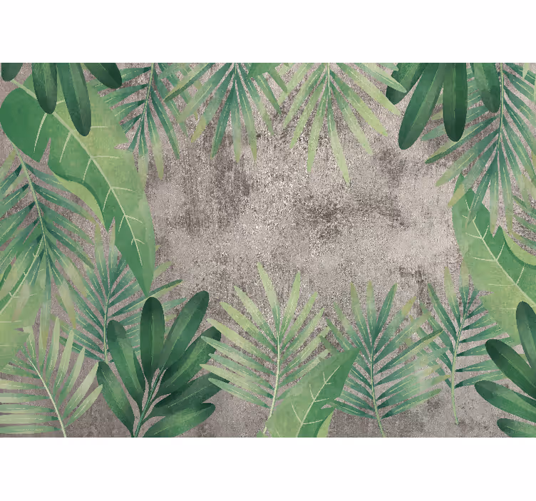 Mural de naturaleza hojas verdes vibrantes - TenVinilo