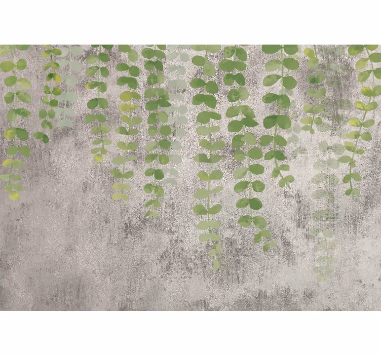 Fotomural flores Plantas colgantes sobre textura de hormigón - TenVinilo
