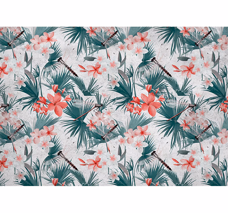 Mural de flores diseño floral tropical - TenVinilo